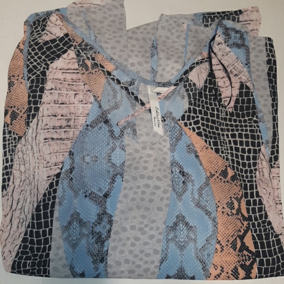 NWT NY Collection Plus Size 2X long Summer blouse - Picture 13 of 14